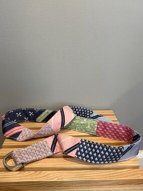 Vineyard Vines Patchwork Belt D-Ring Canvas Nautical Boho Coastal Small